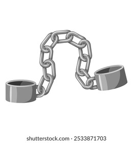 Cadena con grilletes y Ilustración vectorial de Enlaces. Detención o encarcelamiento, prohibición y arresto, restricción de libertad, símbolo de restricción. Pulseras de hierro o acero conectadas por cadena para restringir el movimiento