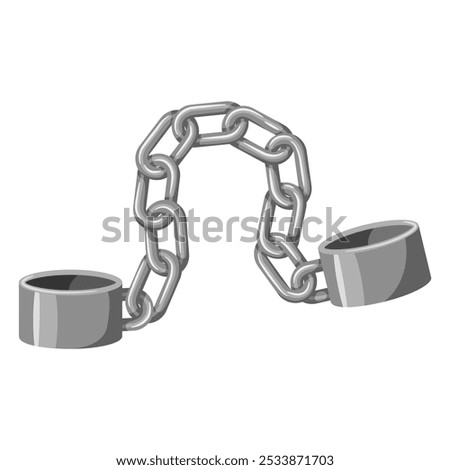 Chain with shackles and links vector illustration. Detention or imprisonment, ban and arrest, restriction of freedom, constraint symbol. Iron or steel bracelets connected by chain to restrict movement