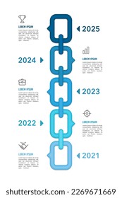 Chain shape vertical timeline infographic. Timeline, Milestone. Vector illustration.