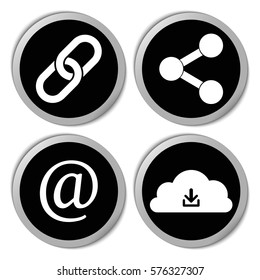 Chain share download icons - vector stickers  set
