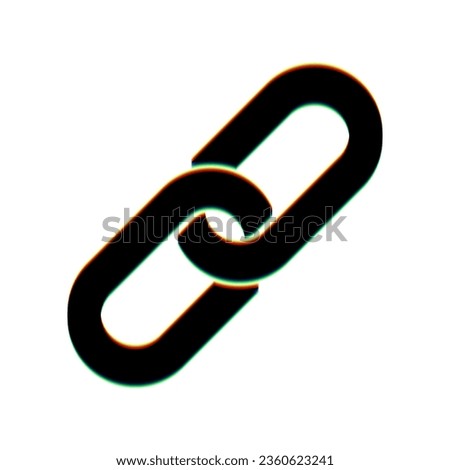 Chain sign. Black Icon with vertical effect of color edge aberration at white background. Illustration.