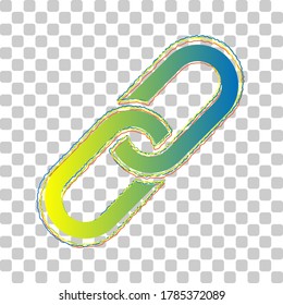 Chain sign. Blue to green gradient Icon with Four Roughen Contours on stylish transparent Background. Illustration.