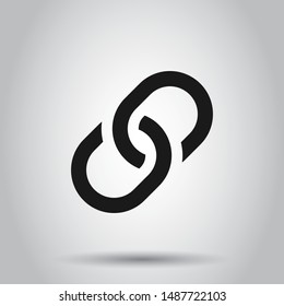 Chain sign icon in flat style. Link vector illustration on isolated background. Hyperlink business concept.