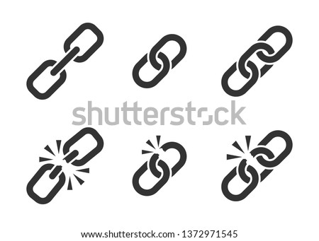 Chain sign set collection icon in flat style. Link vector illustration on white isolated background. Hyperlink business concept.