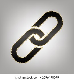 Chain sign. Vector. Blackish icon with golden stars at grayish background.