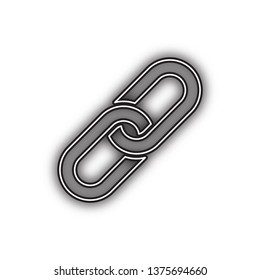 Chain sign. Vector. Double contour black icon with soft shadow at white background. Isolated.