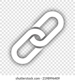 Chain sign. White Icon with dropped natural gray Shadow at transparent Background. Illustration.