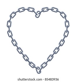 Chain silver heart. Illustration on white background