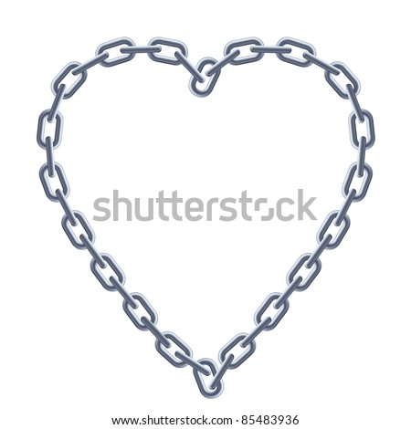 Chain silver heart. Illustration on white background