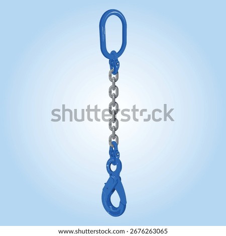 Chain sling 1 leg with Eye Self Locking Hook Color Blue