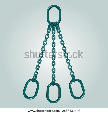 Chain Sling 3 legs with Terminal Link Color green.
