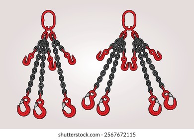 Chain sling 3-4 legged with Eye sling hook and Eye shortening hook