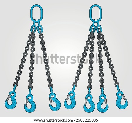 Chain Sling Eye Sling Hook with Cast Latch, Chain Sling 1 leg 2 legs 3 legs and 4 legs, Alloy Chain for Lifting.