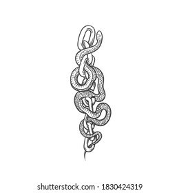 The chain and the snake. Can be used as a sketch of a tattoo.