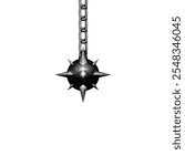 chain and spiked ball hand drawing vector isolated on white background.