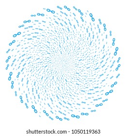 Chain spiral circle. Object twist organized from scatter chain symbols. Vector illustration style is flat iconic symbols.