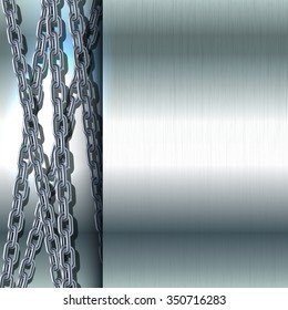 Chain stainless steel on metallic background polished steel texture vector illustration