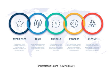 Chain steps infographic. Global business step by step process chart, workflow timeline diagram and startup plan. Management presentation infographics strategy succession vector template