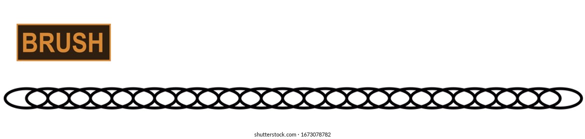 Chain stitching abstract brush for fashion and digital illustration. Colorable customizable embroidery.  	
