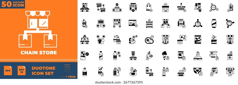 Chain Store Duotone Editierbare Icons gesetzt.