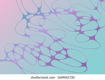 Chain structure abstract futuristic mint and deep purple vector background. Curve lines network tissue grid composition. Cool medical background. Trendy gradient shapes composition for placards