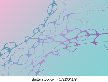 Estructura en cadena abstracta de la menta futurista y fondo vectorial púrpura profundo. Línea de curva composición de la cuadrícula de tejido de la red. Buen historial médico. Composición de formas degradadas de diseño para rótulos