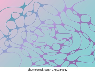 Chain structure abstract futuristic mint and deep purple vector background. Curve lines network tissue grid composition. Cool medical background. Trendy gradient shapes composition for placards