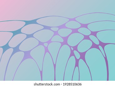 Chain structure abstract futuristic mint and deep purple vector background. Curve lines network tissue grid composition. Cool medical background. Trendy gradient shapes composition for placards