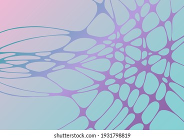 Chain structure abstract futuristic mint and deep purple vector background. Curve lines network tissue grid composition. Cool medical background. Trendy gradient shapes composition for placards