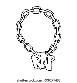 A chain with a symbol of rap. The icon. A sketch. Isolated on white background. It can be used as posters, printed materials, videos, mobile apps, web sites and print projects.