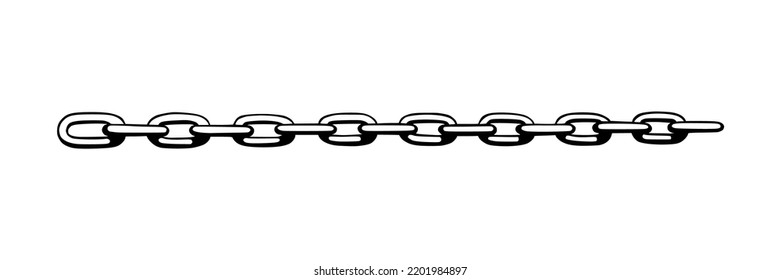 Chain as symbol of unity and cooperation. Sketch of metal chains. Vector illustration isolated in white background