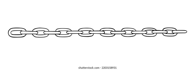 Chain as symbol of unity and cooperation. Sketch of metal chains. Vector illustration isolated in white background