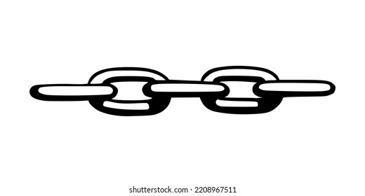 La cadena como símbolo de unidad y cooperación. Esbozo de cadenas metálicas. Ilustración del vector aislada en fondo blanco