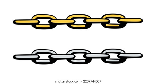 Chain as symbol of unity and cooperation. Sketch of metal chains. Vector illustration isolated in white background