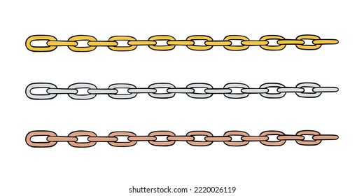 Chain as symbol of unity and cooperation. Sketch of metal chains. Vector illustration isolated in white background