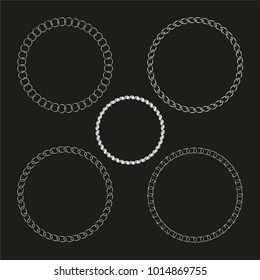 The chain of templates. Frame logos and pictures. Vector illustration. Silver bracelet