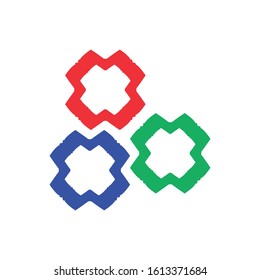 chain of three colorful square logo vector template