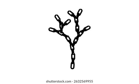 chain tree symbol, black isolated silhouette