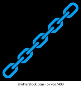 Chain vector icon. Flat blue symbol. Pictogram is isolated on a black background. Designed for web and software interfaces.