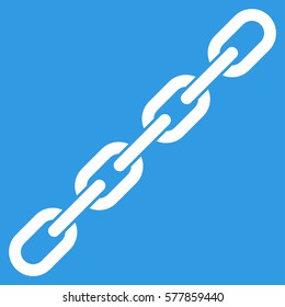 Chain vector icon. Flat white symbol. Pictogram is isolated on a blue background. Designed for web and software interfaces.