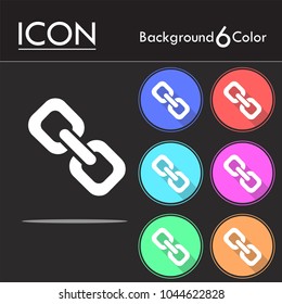 Chain vector icon in trendy flat style , connection symbol icon vector isolated on six color background.