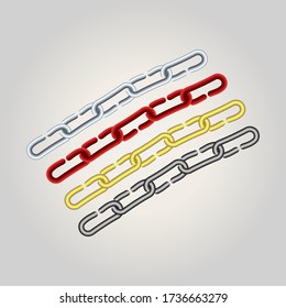 CHAIN. chain vector. illustration of gold, red and silver chain pieces