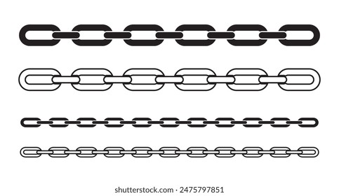 Chain vector silhouette. set of metal chain icon, vector, silhouette, Simple flat logo of chain on white background. Vector illustration.