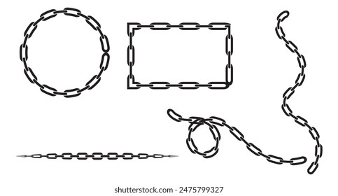 Chain vector silhouette. set of metal chain icon, vector, silhouette, Simple flat logo of chain on white background. Vector illustration.