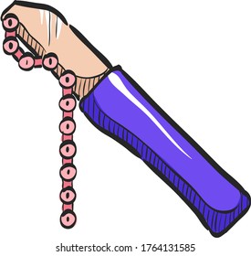 Chain whip icon in color drawing. Transportation sport spare parts tool remove repair maintenance