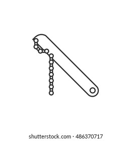 Chain whip icon in thin outline style. Transportation bicycle parts remove repair maintenance