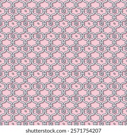 Chain whith flowers and dots motifs. Oriental vintage background. Seamless pattern. Great for fabric and textile, wallpaper.