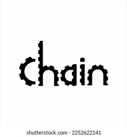 Chain word design with chain element in the letter.