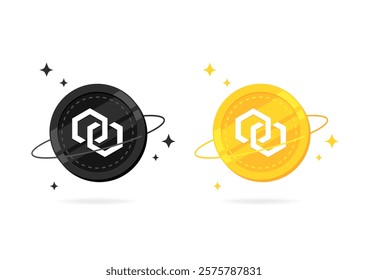 Chain (XCN) coin flat icon isolated on white background.