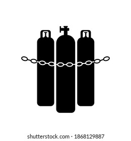 Chained Cylinders Black Icon, Vector Illustration, Isolate On White Background Label. EPS10